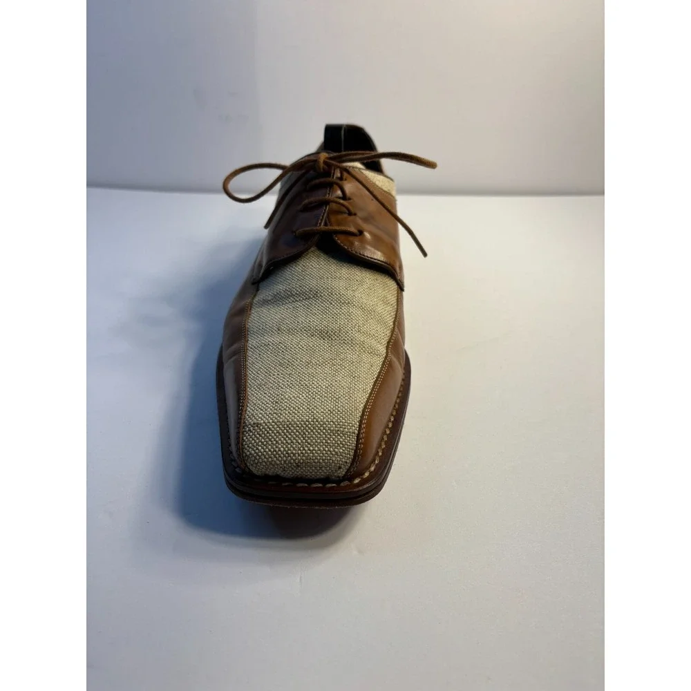Bachrach Oxford Dress Shoes‎ Men's US 10M Brown Tan Leather Square Toe Lace Up